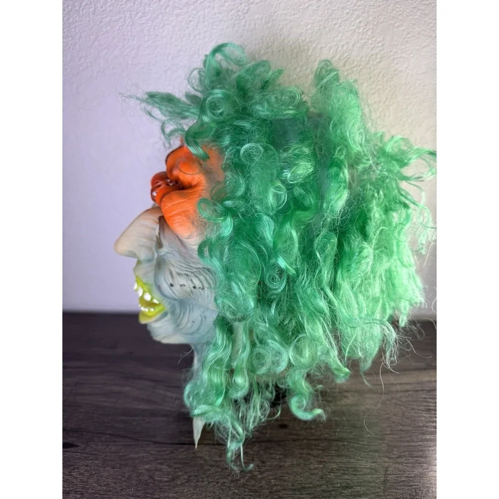 Vintage Fun World Mask #9223 Two Face Green Eyes Hair. 80s Costumes.